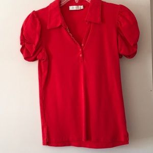 G2000 Pink- red polo shirt with puffed shoulders